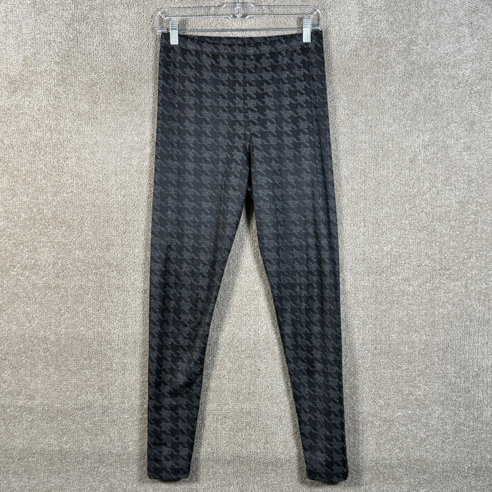 Bryn Walker Leggings Womens Small Gray Houndstooth High Rise Ankle Knit Pull On